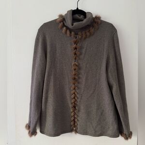 DD Collection Cashmere blend with Mink Trim Sweater Set